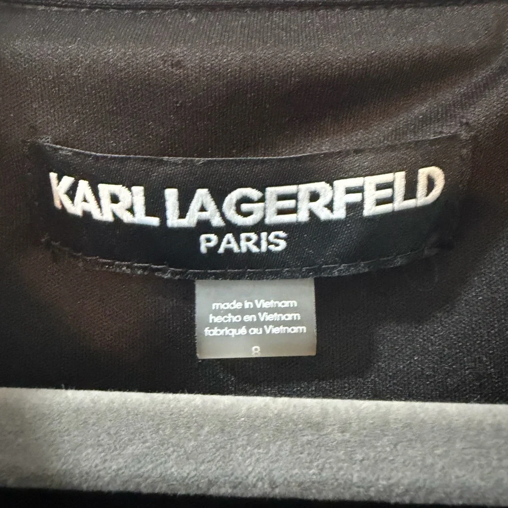 Karl Lagerfeld Black Mini Dress with White Scalloped Details - Picture 8 of 9